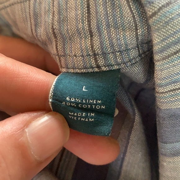 Perry Ellis blue striped short sleeve men’s shirt size L - Picture 7 of 11